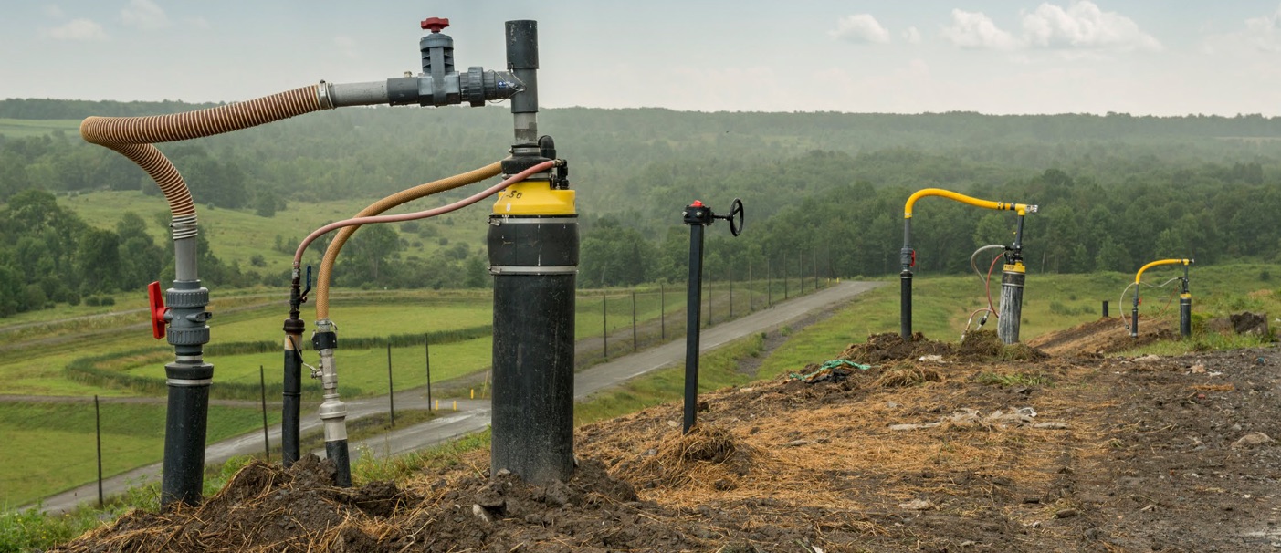 Wells capture methane gas at Oneida-Herkimer Regional Landfill in New York.